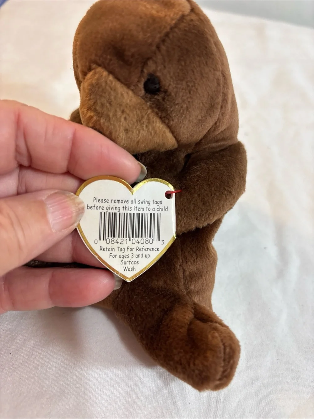 TY Beanie  Seaweed Baby Brown Otter Plush - Soft Brown Small Pet Toy. 1995/1996